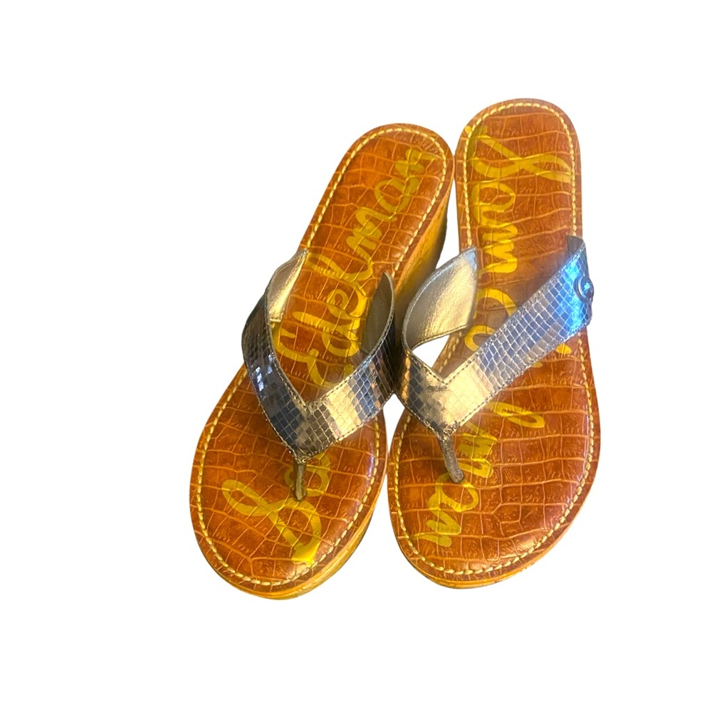 Sam Edelman Tan and Silver Sandals